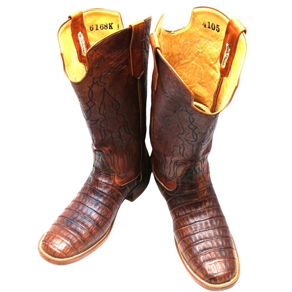 Rios of Mercedes Cowboy Boots , Mens 10.5 D 4105 Caiman Belly & Leather #6168K